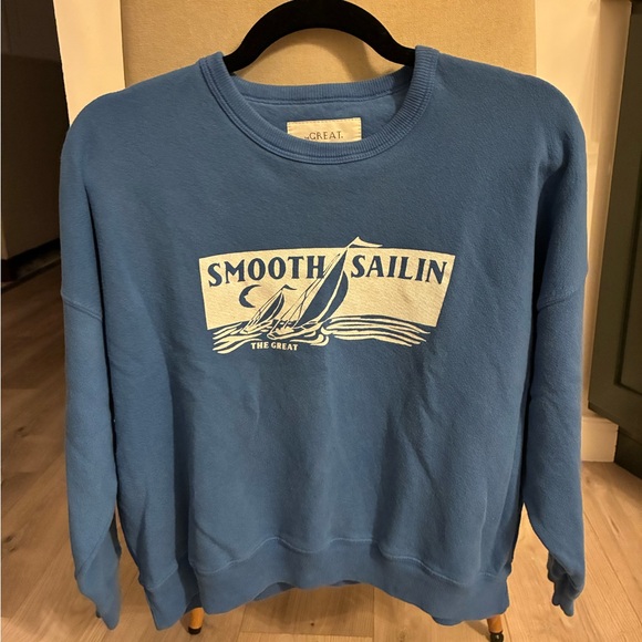 THE GREAT. Blue Smooth Sailin' Graphic Sweatshirt - Picture 1 of 3